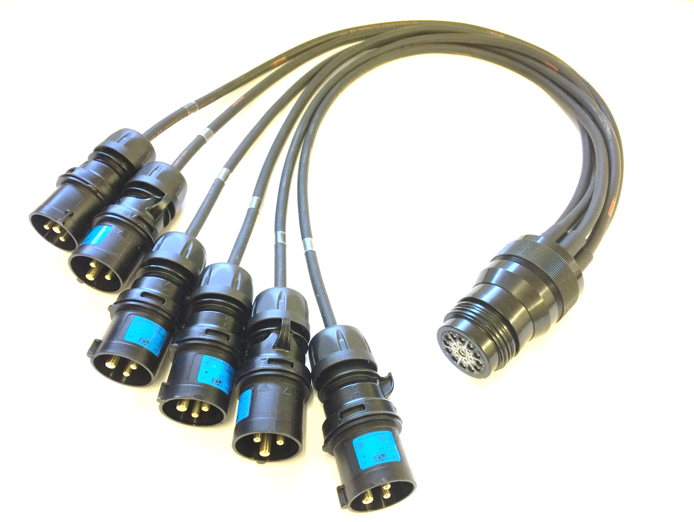 Female Socapex Spider 1 metre Leads With 16amp Plugs (Fan-In)