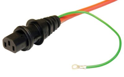 IEC C13 3 Pole 10A Straight Female Connector With External Ground Wire & Waterproof O-Ring