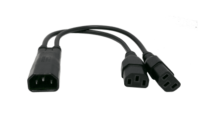 IEC C14 3 Pole 10A Straight Male Y Connector to 2 x IEC C13 Connectors